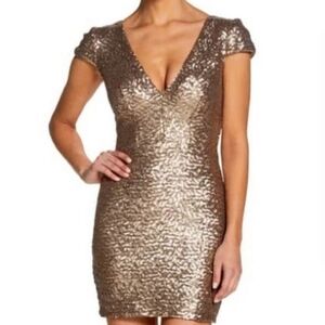 Dress The Population Gold Sequin Dress